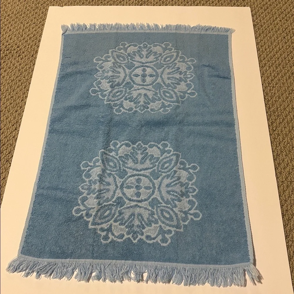 Vintage Sears Cotron Blue Hand Towels Set of Two Made in USA